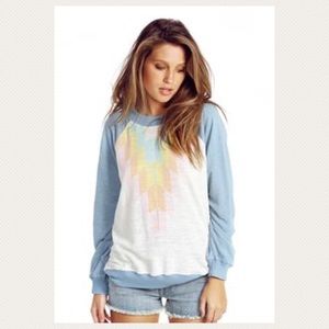Wildfox Pastel Blue Prism Print Sweatshirt Sz XS